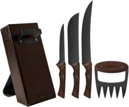 Kit Para Churrasco Tramontina Churrasco Black Com Lâminas De Aço Inox Escurecido E Cabos De Madeira 05 Peças