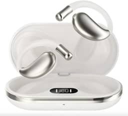 Fone De Ouvido Sem Fio De Condução Óssea TWS, Com Display Digital, Bluetooth, Resistente à Água, Esportivo, Ideal Para Corrida Academia (Branco)