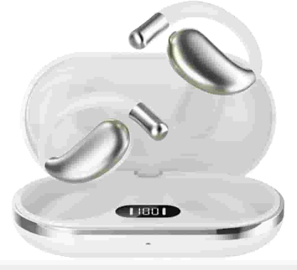 Fone De Ouvido Sem Fio De Condução Óssea TWS, Com Display Digital, Bluetooth, Resistente à Água, Esportivo, Ideal Para Corrida Academia (Branco)