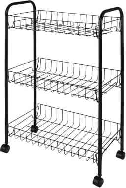 Mor - Fruteira 3 Andares Preta Com Rodas