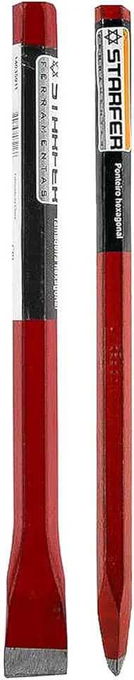 Kit Ponteiro e Talhadeira para Martelete Hexagonal Aço 25cm Starfer