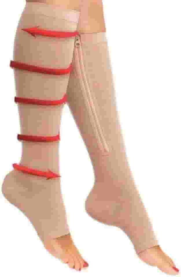 Meias De Zíper Com Média Compressão Para Pernas Inchadas Varizes Trombose Dores Lipedema Edemas Tratamento Ortopédico - Unissex