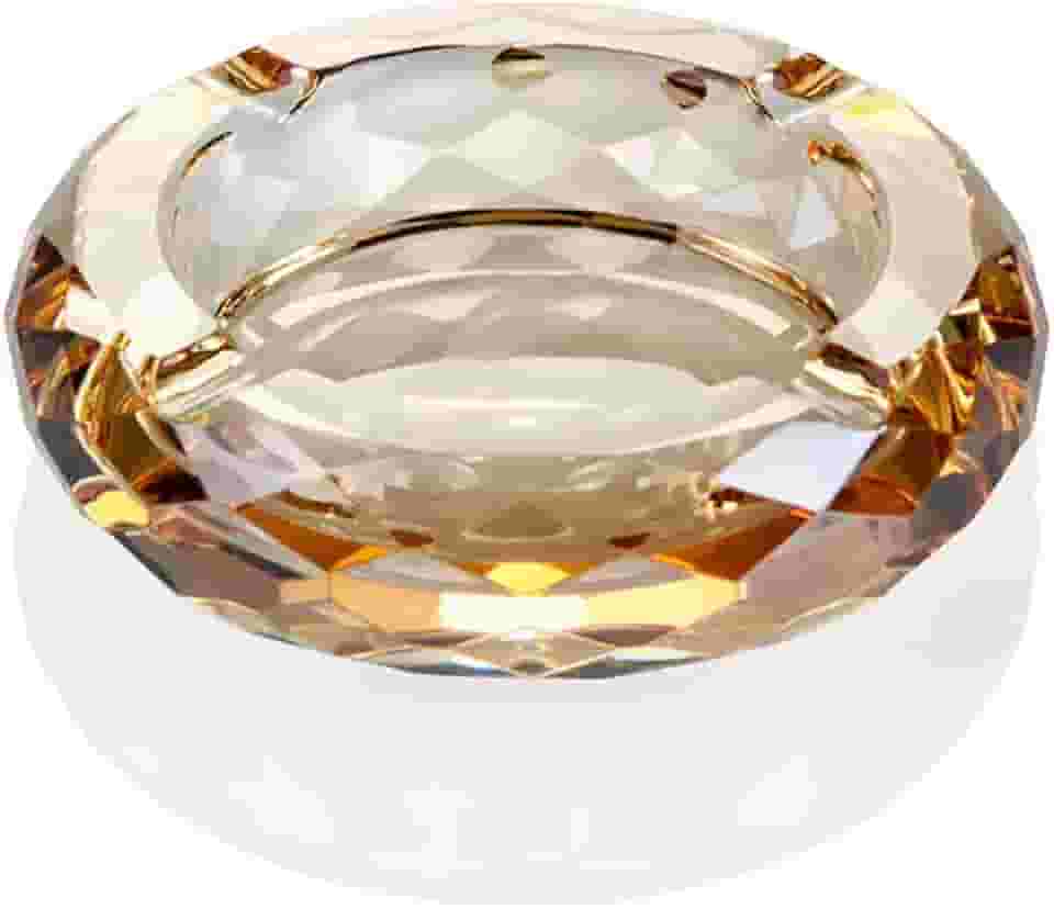 Cinzeiro de vidro de cristal, suporte de cinzeiro para cigarros de charuto, decoração de mesa de escritório, decoração de mesa, cristal dourado