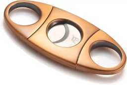 ALASKA BEAR - Cortador de charutos bronze antigo de aço inoxidável guilhotina lâmina de corte duplo em bolsa de presente preta