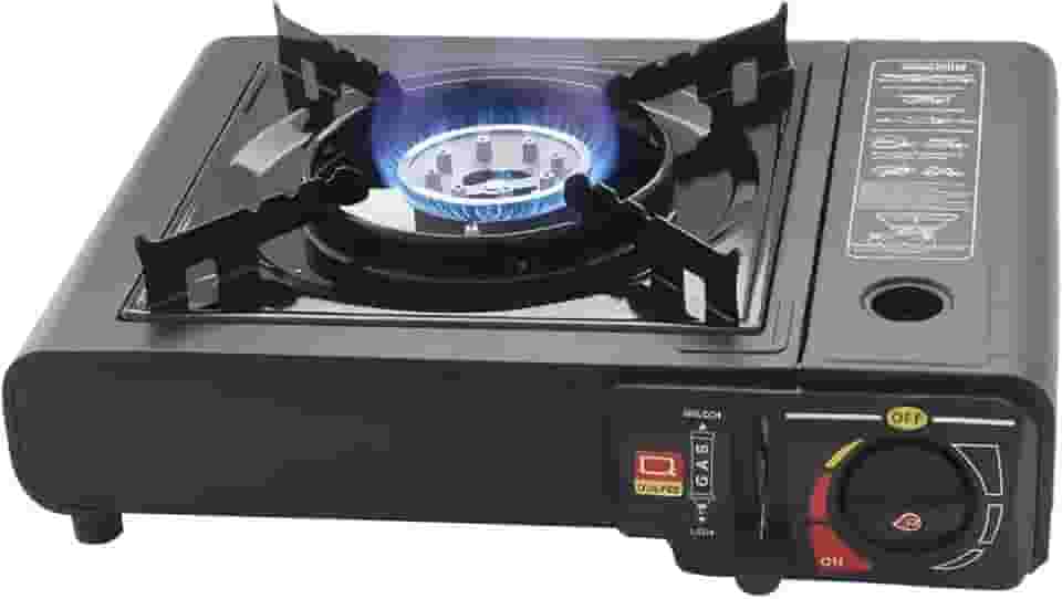 Fogareiro Fogão 1 Boca Portátil BAK Gás Preto BK-FOG2100GSP Frontier Fogão à Gás de Mesa 1 Boca 34,3 x 8,5 x 27,5 cm