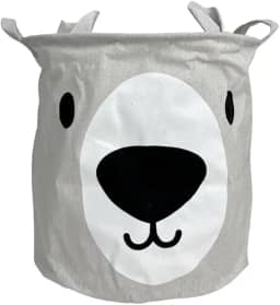 Cesto de Roupa Organizador Brinquedo Infantil Urso 50L Creme