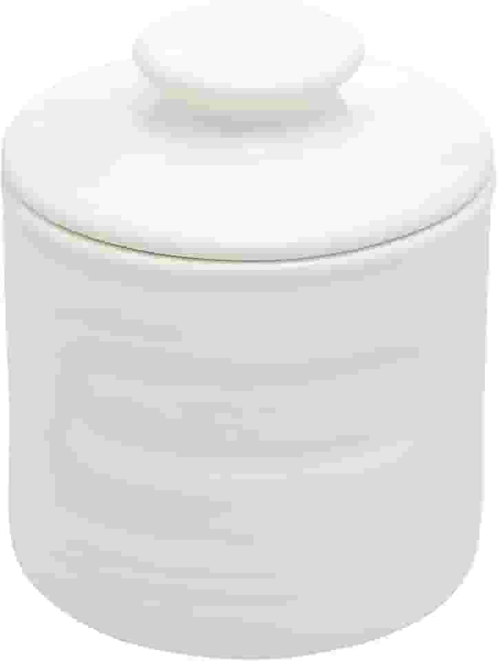 Manteigueira Francesa de Cerâmica com Tampa Branca Matte 8cm x 8cm x 9cm - Wolff
