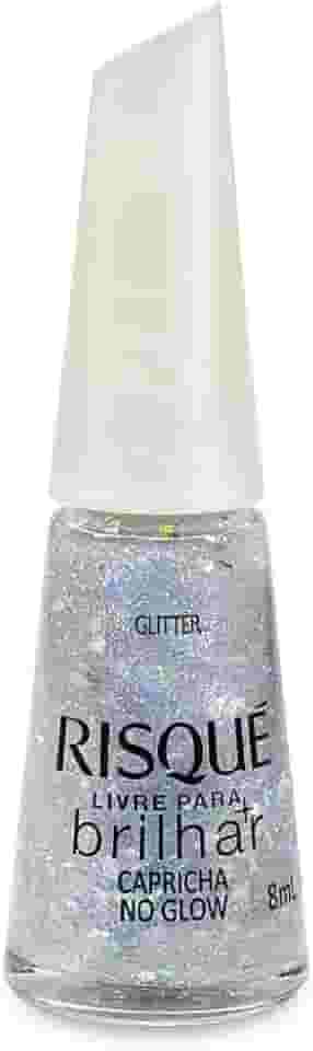 Esmalte Risqué Livre para Brilhar Glitter Prata Capricha no Glow 8ml
