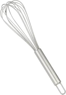 Batedor de Ovos Inox Manual Fuê de Aço para Massas, Claras em Neve, Cremes e Molhos – Mini Mixer Portátil e Ergonômico