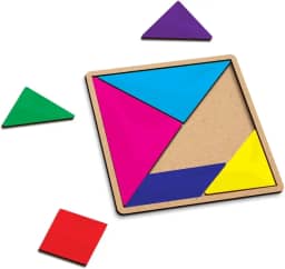 Brinquedo Educativo Tangram Colorido MDF 17x17 Pedagógico Criativo