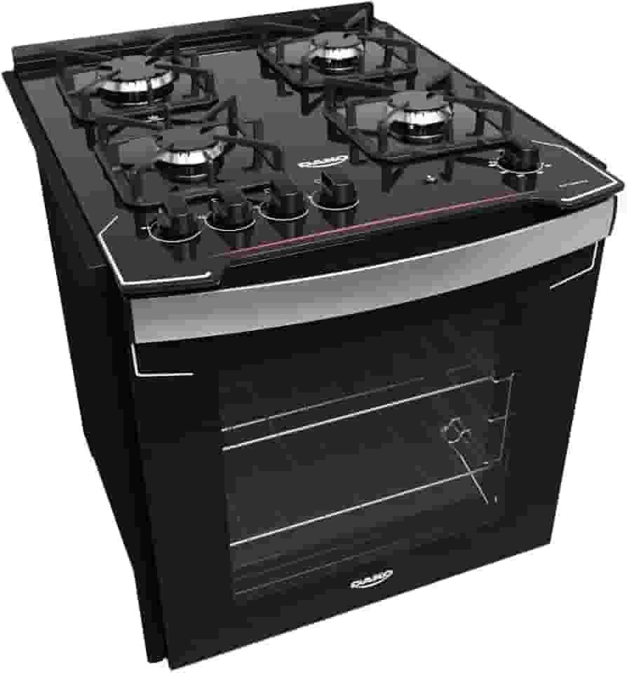 Fogão de Embutir 4 Bocas Preto com Mesa de Vidro Dako Diplomata Bivolt