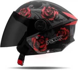 CAPACETE ABERTO PRO TORK NEW LIBERTY 3 FLOWERS BRILHANTE VERMELHO TAM. 60 VIS. FUMÊ