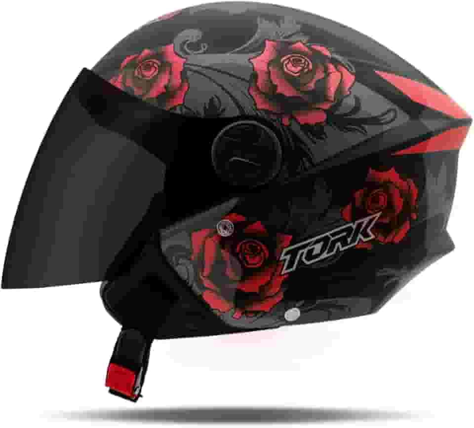 CAPACETE ABERTO PRO TORK NEW LIBERTY 3 FLOWERS BRILHANTE VERMELHO TAM. 60 VIS. FUMÊ