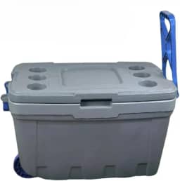 Cooler Térmico Grande 54 Litros Caixa Térmica 54 Litros Com Rodinhas e Divisões Internas, Porta Copos e Bandeja Central, Alça e Trava, Camping Caça e Pesca