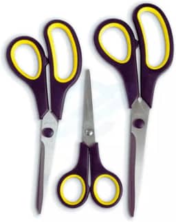 Kit com 3 Tesouras Multiuso Aço Inox Papel Escola Cozinha Costura Escritório Durável Pequena Média e Grande (cores sortidas)