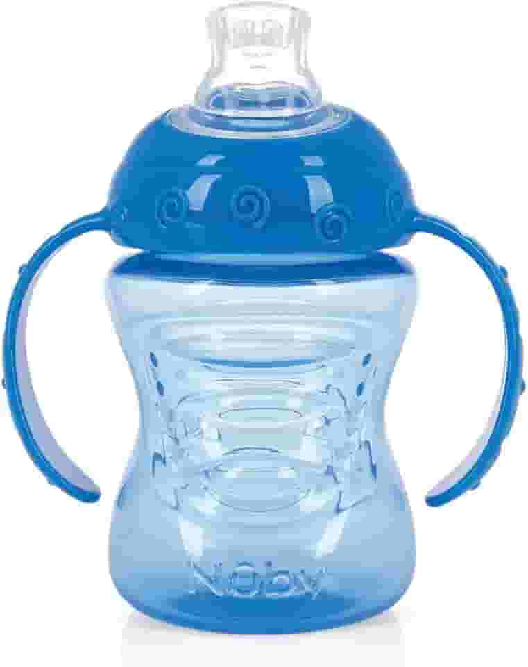 Nuby Copo de Treinamento com Alça e Super Bico de Silicone Azul