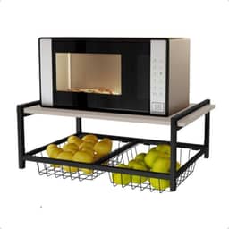 Fruteira De Parede Multi-uso Aramada Suporte Microondas (OFF WHITE)