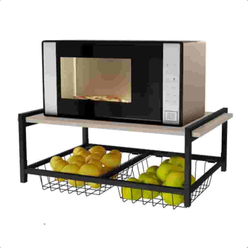 Fruteira De Parede Multi-uso Aramada Suporte Microondas (OFF WHITE)