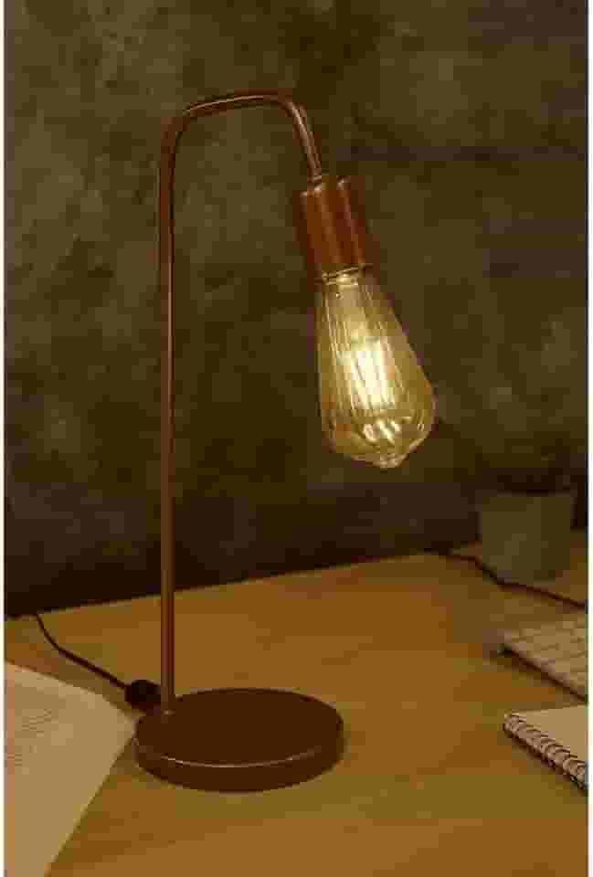 Luminária De Mesa Abajur de Cabeceira L De Quarto Sala Retro Vintage Industrial Moderno Bivolt (Rose Gold)