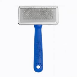 Escova Rasqueadeira para Pets com Cerdas de Aço Inox Remove Nós e Pelos Soltos Ideal para Cães e Gatos (Azul)
