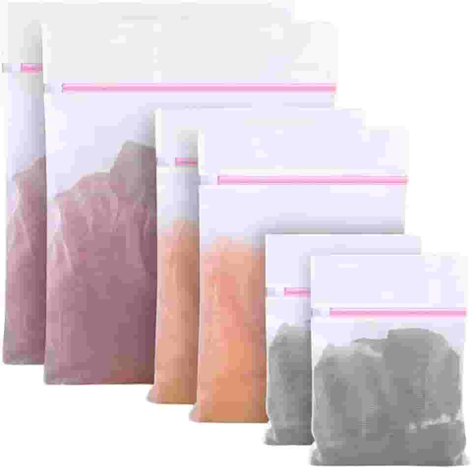 Kit 6 Sacos Para Lavar Roupa Máquina De Lavar Saquinho Para Roupas Delicadas Protetor Roupa Íntima Sutiã Bolsa De Malha Tamanho P, M, G | Premium MyBrins