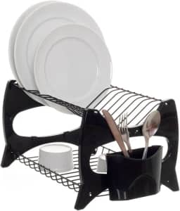 Escorredor de louça Aramado Future para 13 pratos com porta talher Preto com Preto