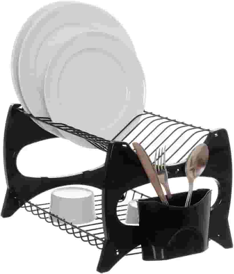 Escorredor de louça Aramado Future para 13 pratos com porta talher Preto com Preto