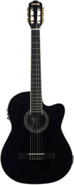 VIOLÃO CLÁSSICO ELÉTRO-ACÚSTICO LORENZZO 39' - SLIM CUTAWAY - NYLON PRETO VTLSC1954P – TONANTE
