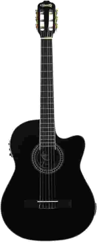 VIOLÃO CLÁSSICO ELÉTRO-ACÚSTICO LORENZZO 39' - SLIM CUTAWAY - NYLON PRETO VTLSC1954P – TONANTE