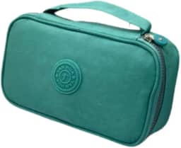 Estojo Escolar Box Grande Capacidade Organizador Necessaire Para Lápis Com 20 Elásticos Zíper Resistente Papelaria Fofa Estojo Tactel, PREMIUM (Verde água)