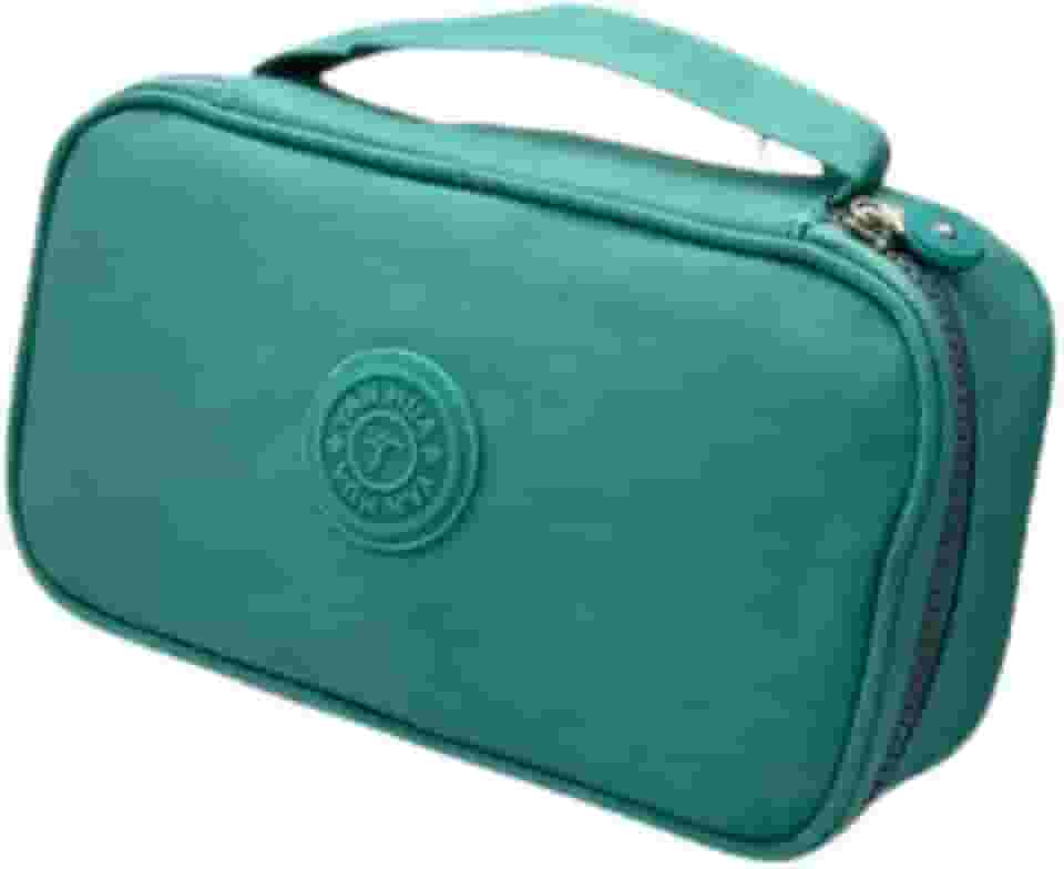 Estojo Escolar Box Grande Capacidade Organizador Necessaire Para Lápis Com 20 Elásticos Zíper Resistente Papelaria Fofa Estojo Tactel, PREMIUM (Verde água)