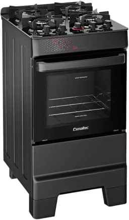 Fogão Esmaltec Ideal Top Glass 4 Bocas Automático Mesa de Vidro Preto Bivolt