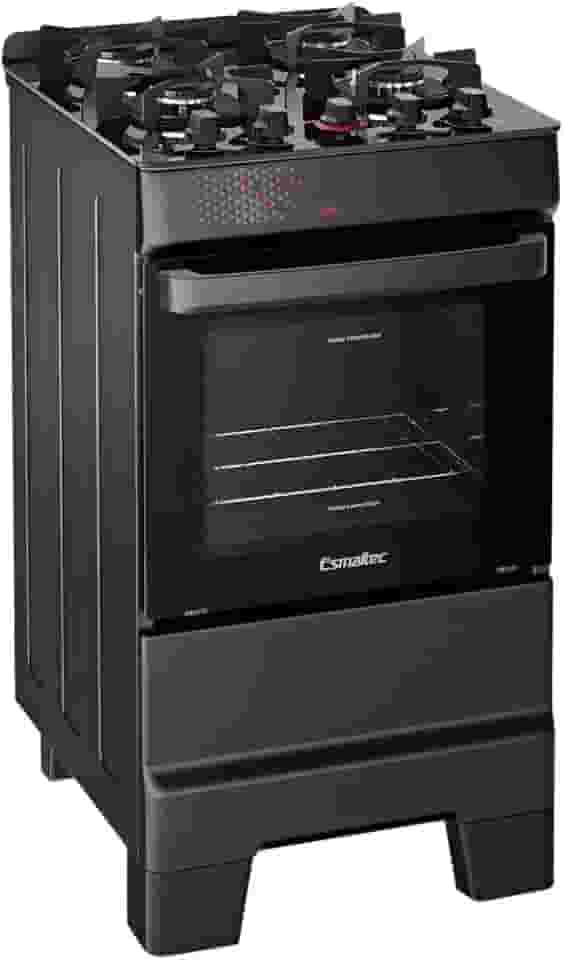 Fogão Esmaltec Ideal Top Glass 4 Bocas Automático Mesa de Vidro Preto Bivolt