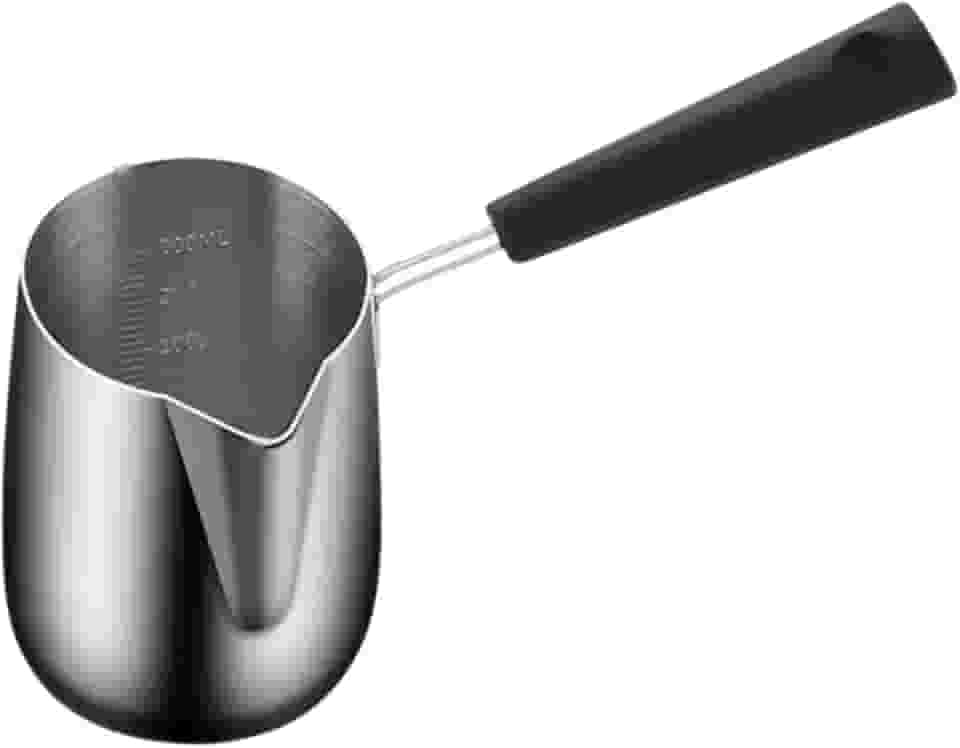 KLKCMS Pequena panela para derreter chocolate, panela para cozinhar mingau com alça de PP, panela de café turco, mini panela de sopa para fazer molhos, 350ml