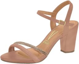 Sandália Feminina Salto Bloco Strass Vizzano Original Confortável