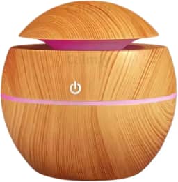 Umidificador de Ar Difusor de Aromas Ultrassônico 130ml - Óleos Essenciais, Luz LED, Bivolt - Silencioso e Portátil para Casa e Escritório (Madeira Claro)