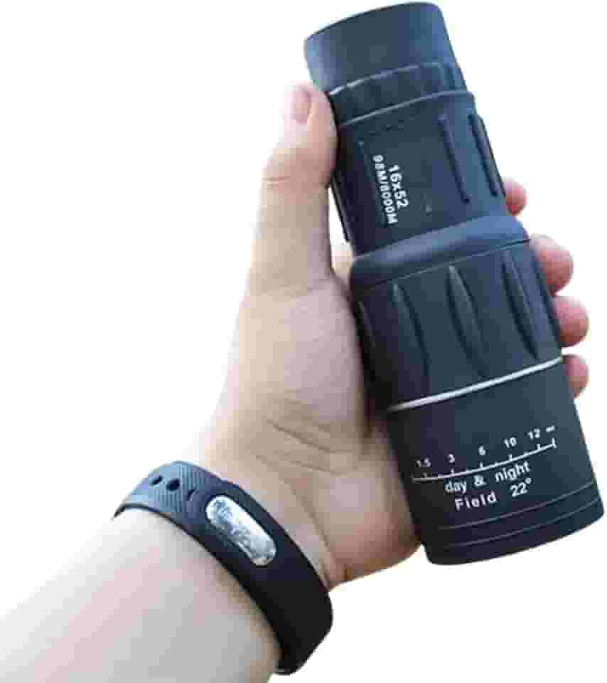 Monóculo Profissional Tático 16×52 Alta Definição – Zoom Longo Alcance | 66 Metros à 8 km, Lente HD, Compacto, Resistente, à Prova d’Água c/Estojo e Alça - Ideal para Viagem, Esporte e Camping