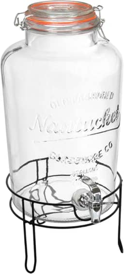 REFRESQUEIRA COM SUPORTE METAL HOME&CO VIDRO 8L 47x25x25cm TRANSPARENTE