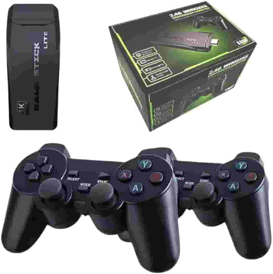 Console de Jogos Retrô 64GB, 20.000 Jogos, 2 Controles Sem Fio, HDMI, Suporte Múltiplos Emuladores