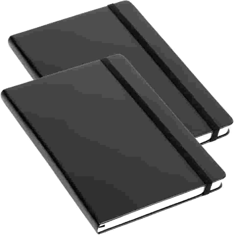 Kit 2 Caderneta Para Anotações Capa Dura Pautada ou Sem Pauta com Elastico A5 80 Folhas Marca CALMFY (Mesclado)