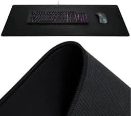 Mouse Pad Gamer Extra Grande 90x40cm Preto | Superfície HighSpeed Ultra Precisa | Base Antiderrapante | Costura Reforçada | XXL Premium para PC, Notebook, Escritório e Jogos