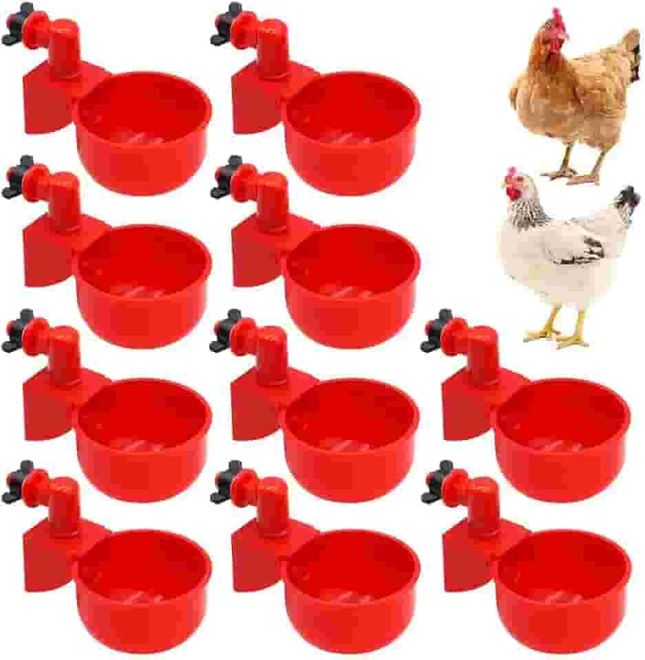 Bebedouros automáticos para galinha e aves, 0,65ml 10 unidades, Sistema de Copo (Nipple) Anti-Desperdício e Higiênico com capacidade para galinhas, pintinhos, patos, gansos, perus e coelhos aviario