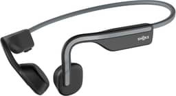 SHOKZ OpenMove – Fones de ouvido esportivos Bluetooth abertos, fones de ouvido sem fio de condução óssea, à prova de suor para corrida e exercícios, com pacote de adesivos, cinza
