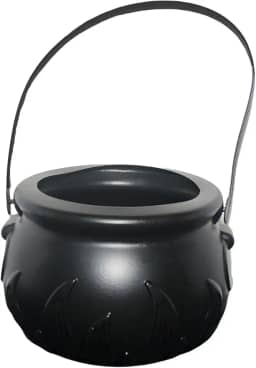 Baldinho Halloween Mini Caldeirão de Bruxa Com Chamas em Relevo e Alça porta Doces Balas Gomas e Pipocas