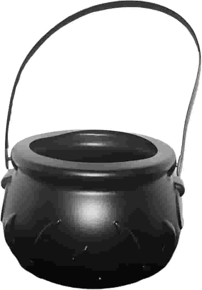 Baldinho Halloween Mini Caldeirão de Bruxa Com Chamas em Relevo e Alça porta Doces Balas Gomas e Pipocas