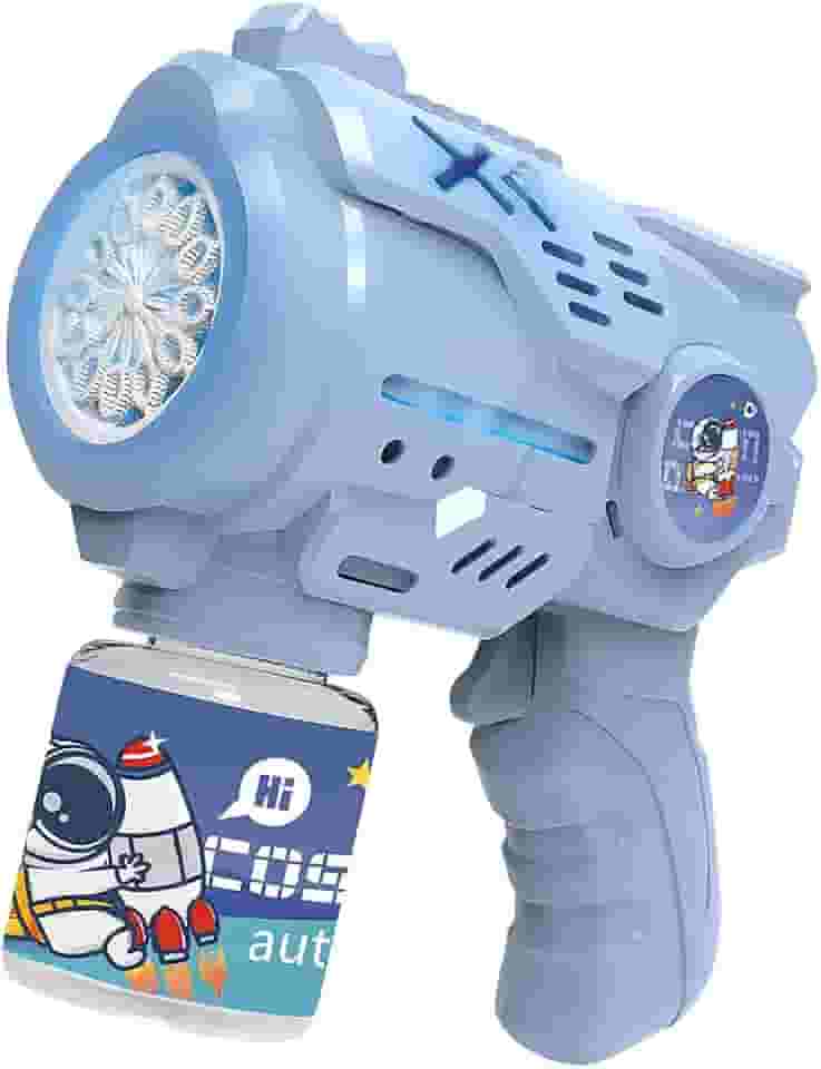 Máquina de Bolhas Infantil Astronauta com 12 Saídas – Pistola de Bolhas Automática Portátil, Sem Bateria e Sem Água de Bolha Lança Bolha De Sabão, Automática, Colorido, Brinquedo Infantil Premium
