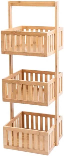 Oikos - Estante Fruteira Ripada de Bambu 3 Andares Organizador Multiuso Sustentável para Casa