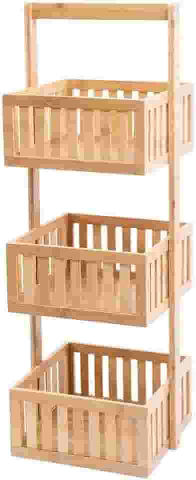 Oikos - Estante Fruteira Ripada de Bambu 3 Andares Organizador Multiuso Sustentável para Casa