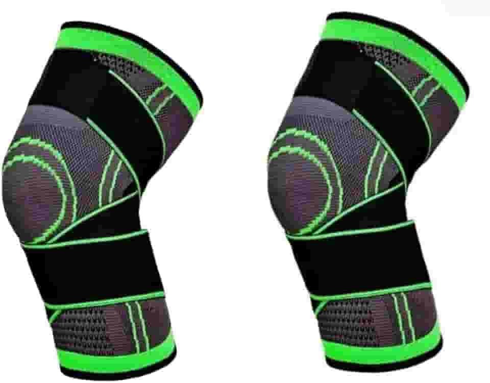 Kit com 2 Itens de Joelheira de Compressão Ajustável Antideslizante para Alívio de Dor e Suporte no Joelho – Ideal para Esportes, Corrida e Recuperação