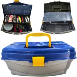 DoCarmo, Caixa de Pesca Ferramenta Bandeja Articulada com Estojo Cor:Azul